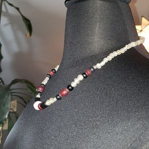 Black and white glass bead necklace